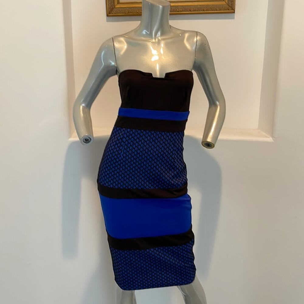 Lumier By BARIANO  Tube Textured Dress Black/ Blue Size XS